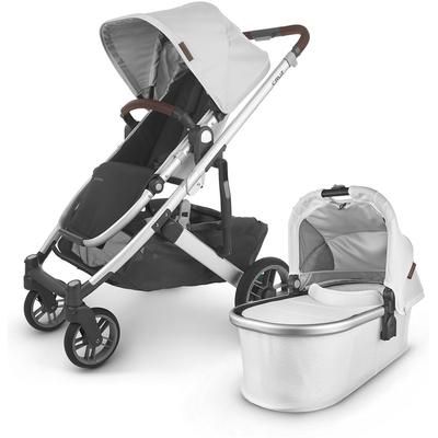 UPPAbaby Cruz V2 Stroller + Bassinet - Bryce (White Marl/Silver/Chestnut Leather)