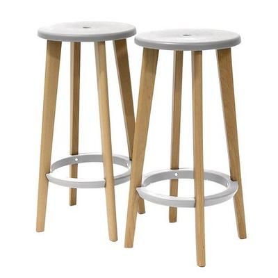 Tabourets Woody Pied Hêtre Assise Blanche - Meet By Paperflow