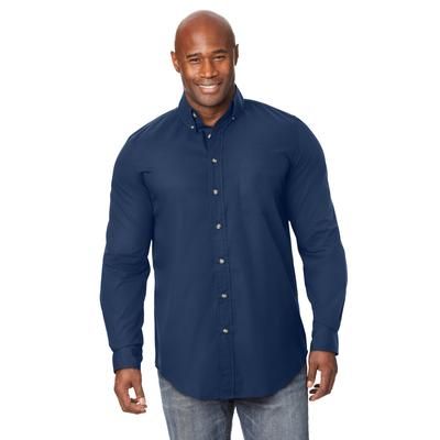 Men's Big & Tall Long Sleeve Wrinkle Free Sport Shirt by KingSize in Navy (Size XL)