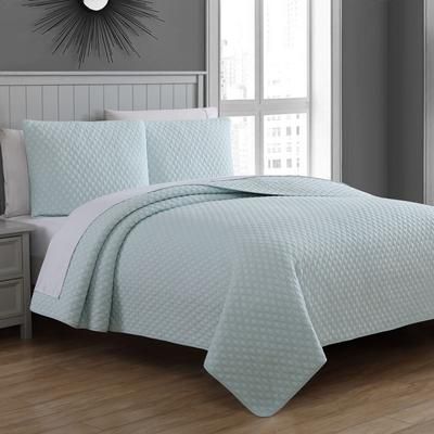 Estate Collection Fenwick Quilt Set by American Home Fashion in Pale Aqua (Size FL/QUE)