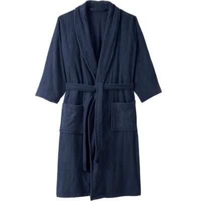 Men's Big & Tall Terry Bathrobe with Pockets by KingSize in Navy (Size 3XL/4XL)