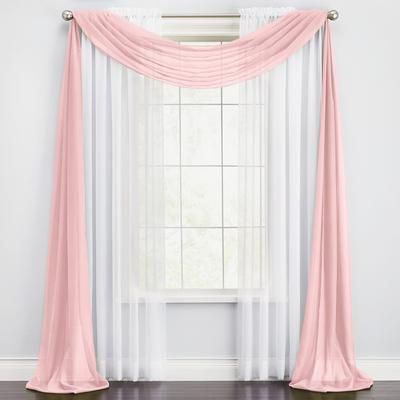 Wide Width BH Studio Sheer Voile Scarf Valance by BH Studio in Pale Rose (Size 40" W 144"L) Window Curtain