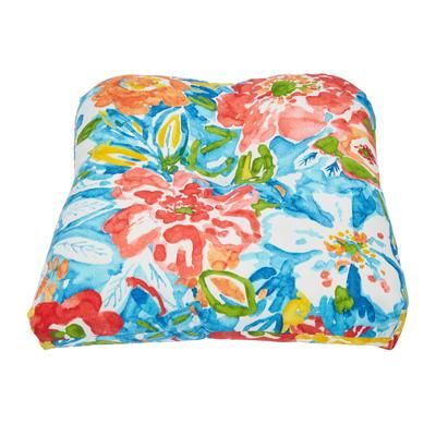 BH Outdoor Performance Tufted Wicker Chair Cushion by BrylaneHome in Poppy Blue Thick Patio Seat Pad