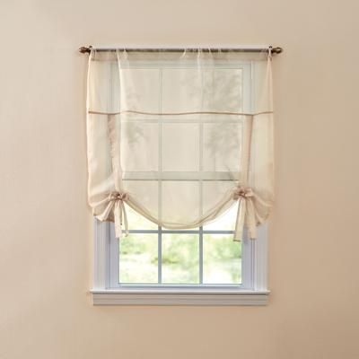 Wide Width BH Studio Sheer Voile Tie-Up Shade by BH Studio in Ecru (Size 32" W 63" L) Window Curtain