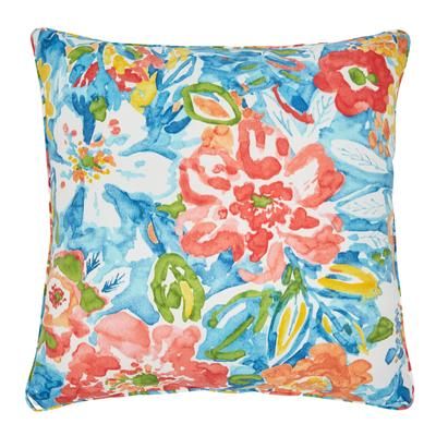 BH Outdoor Performance 20" Square Throw Pillow by BrylaneHome in Poppy Blue Outdoor Patio Accent Pillow Cushion