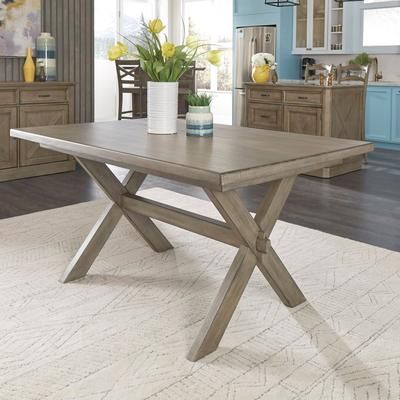 Mountain Lodge Rectangular Trestle Dining Table by Homestyles in Multi Gray