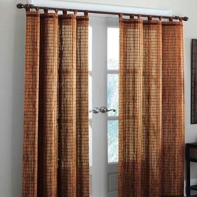 Wide Width Bamboo Tab-Top Panel by BrylaneHome in Honey Oak Brown (Size 42" W 84" L) Window Curtain