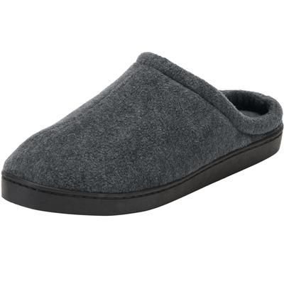 Extra Wide Width Men's Fleece Clog Slippers by KingSize in Charcoal (Size 14 EW)