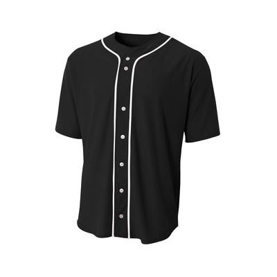A4 N4184 Athletic Shorts Sleeve Full Button Baseball Top in Black size Large A4N4184