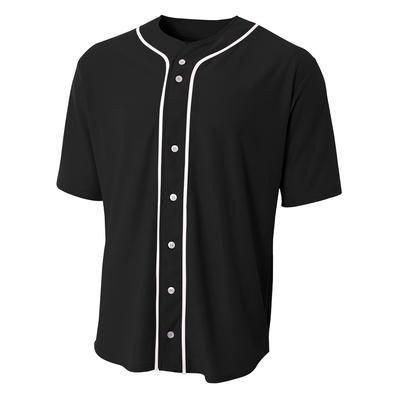 A4 N4184 Athletic Shorts Sleeve Full Button Baseball Top in Black size XL A4N4184