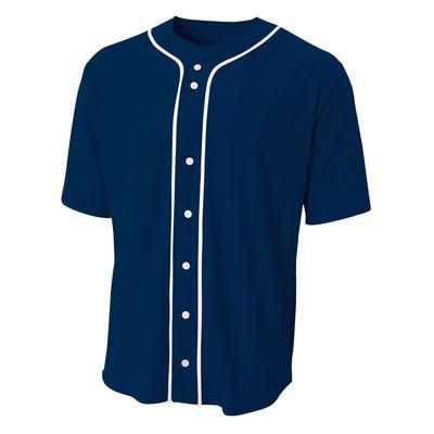 A4 N4184 Athletic Shorts Sleeve Full Button Baseball Top in Navy Blue size 2XL A4N4184