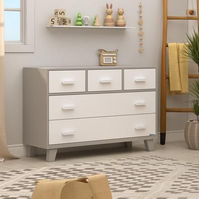 dadada Boston 5-Drawer Dresser - White/Gray