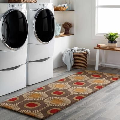 Canovanas 2' x 3' Modern Wool Dark Brown/Brown/Burgundy/Tan/Dark Red/Dark Brown Area Rug - Boutique Rugs