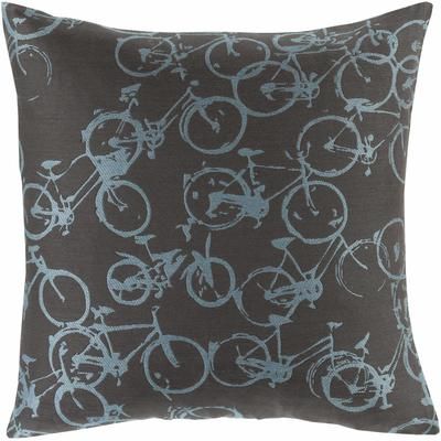 Landisburg 22" Square Cottage Sky Blue/Black Lumbar Pillow - Boutique Rugs