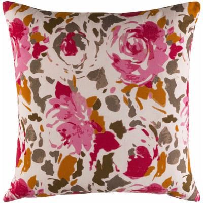 Seddon 22" Square Cottage Blush/Burnt Orange/Brown/Dusty Pink/Pink/Red/Dark Red Throw Pillow - Boutique Rugs