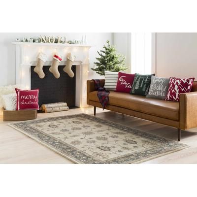 Wanneroo 18" Square Modern Cotton Ivory/Red/Bright Red Throw Pillow - Boutique Rugs
