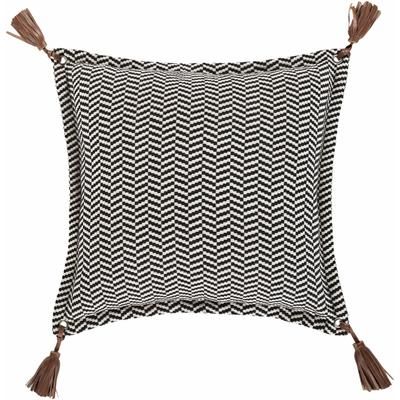 Rowena 20" Square Rustic Cotton Black/Beige/Medium Brown Throw Pillow - Boutique Rugs