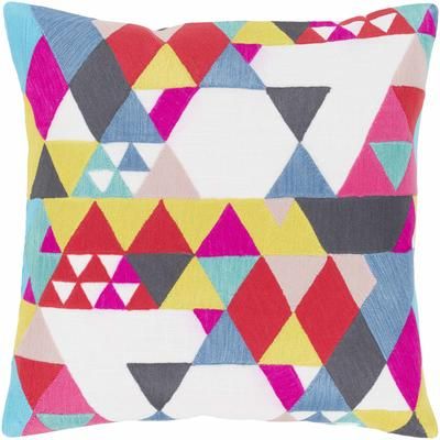 Hallow 22" Square Modern Cotton Blush/White/Aqua/Blue/Fuchsia/Light Green/Navy/Pink/Red Lumbar Pillow - Boutique Rugs