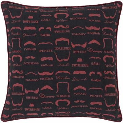 Gilwern 18" Square Cottage Black/Magenta Lumbar Pillow - Boutique Rugs