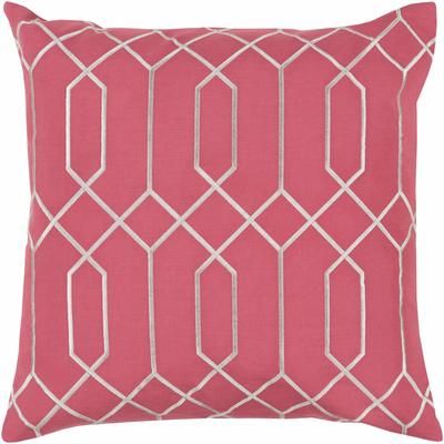 Rasmussen 20" Square Traditional Light Gray/Rose/Dark Pink Throw Pillow - Boutique Rugs