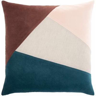 Glemsford 20" Square Modern Cotton Teal/Burgundy/Light Beige/Light Pink/Peach/Pale Pink Throw Pillow - Boutique Rugs