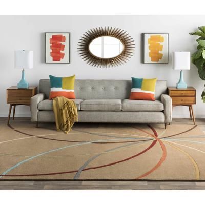 Protivin 22" Square Modern Cotton Teal/White/Burnt Orange/Mustard Throw Pillow - Boutique Rugs