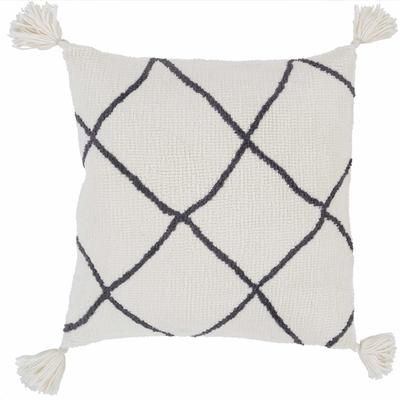 Dimock 18" Square Cream/Charcoal Throw Pillow - Boutique Rugs