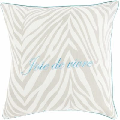 Chalton 20" Square Cottage Aqua/Ivory/Medium Gray Throw Pillow - Boutique Rugs