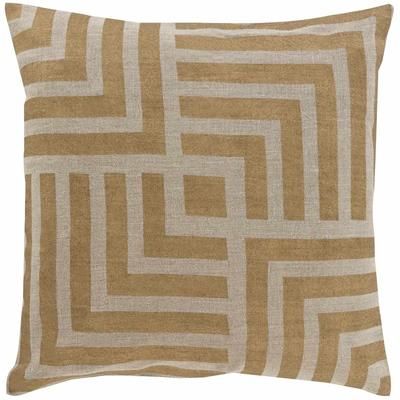 Atworth 22" Square Modern Tan/Metallic Gold Throw Pillow - Boutique Rugs
