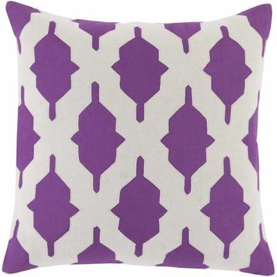 Bannockburn 18" Square Traditional Cotton Beige/Purple Throw Pillow - Boutique Rugs