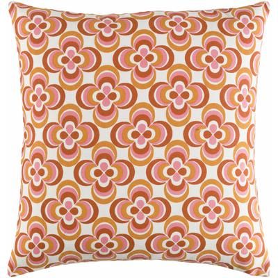Longhorsley 18" Square Modern Cotton Burnt Orange/Ivory/Pink/Bright Orange/Ivory Throw Pillow - Boutique Rugs