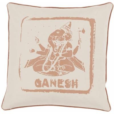 Newmilns 20" Square Cottage Cotton Beige/Brown/Dark Red Throw Pillow - Boutique Rugs