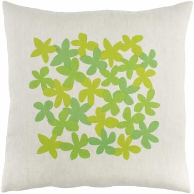 Scotby 18" Square Cottage Beige/Green/Light Green Throw Pillow - Boutique Rugs