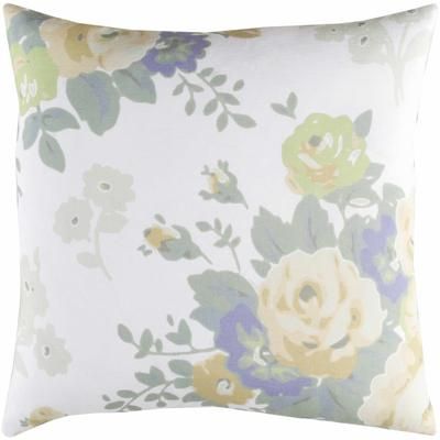 Wyee 20" Square Cottage Ivory/Sage/Beige/Lavender/Light Gray/Light Green/Light Sage/Tan/Slate Throw Pillow - Boutique Rugs