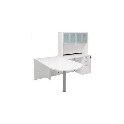 White Peninsula L-Shaped Desk w/48" Hutch
