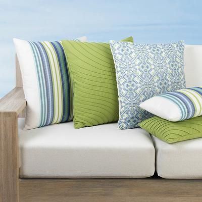 Seascape Indoor/Outdoor Pillow Collection by Elaine Smith - Summer Stripe, 12" x 20" Lumbar Summer Stripe - Frontgate