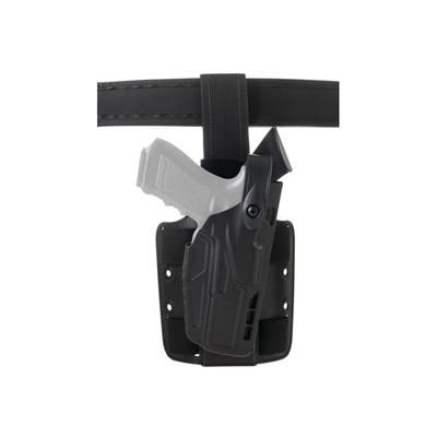 Safariland 7304 7TS ALS/SLS Level III Retention Tactical Holsters Glock 19/Glock 23 Standard Double Strap Leg Shroud Left Hand Black 7304-28327-412