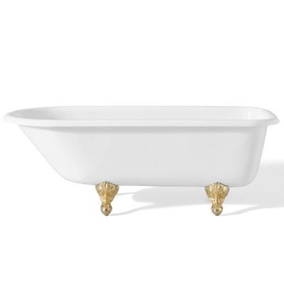 Cheviot Traditional 54 Inch Cast Iron Classic Clawfoot Tub - Continuous Rolled Rim - No Faucet Drillings 2094-WW-PB