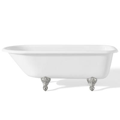 Cheviot Traditional 61 Inch Cast Iron Classic Clawfoot Tub - Continuous Rolled Rim - No Faucet Drillings 2104-WW-CH