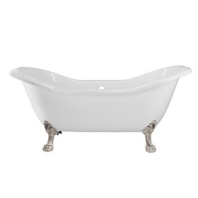 Randolph Morris Serenity 72 Inch Acrylic Double Slipper Clawfoot Tub - Rim Drillings - Lion Paw Feet RMA72DS7LPBN