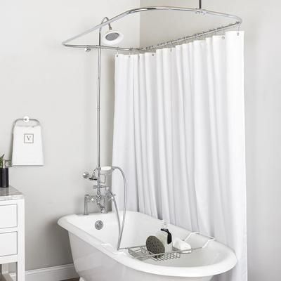 Randolph Morris 48 Inch Clawfoot Tub Rim Mount Shower Enclosure with Faucet and Sunflower Shower Head RM730S-48C