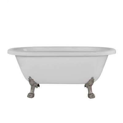 Randolph Morris Juniper 66 Inch Acrylic Double Ended Clawfoot Tub - No Faucet Drillings - Lion Paw Feet RMA66DE0WLPBN