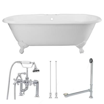 Randolph Morris Cambridge 66 Inch Cast Iron Double Ended Clawfoot Tub and Faucet Package TUBSET19WHCP