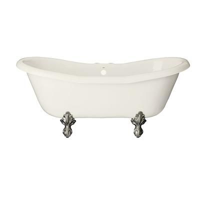 Restoria Bathtub Duchess 68 Inch Acrylic Double Slipper Clawfoot Tub - Rim Faucet Drillings RDS553-N-RM
