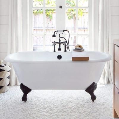 Randolph Morris Cambridge 66 Inch Cast Iron Double Ended Clawfoot Tub - Rim Faucet Drillings LG66DE7WDIB