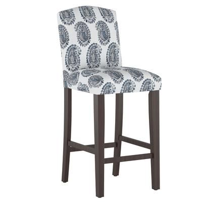Block Paisley Camel Back Barstool by Skyline Furniture in Block Paisley Navy