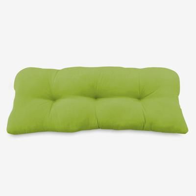 BH Performance Fabric Tufted Wicker Settee Cushion by BrylaneHome in Evening Blue Dot Thick Patio Outdoor Bench Sofa Loveseat Padding
