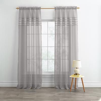 Wide Width BH Studio Sheer Voile Pleated Rod-Pocket Panel by BH Studio in Silver (Size 56" W 95" L) Window Curtain