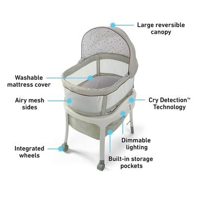 Graco Sense2Snooze Bassinet with Cry Detection Technology - Roma