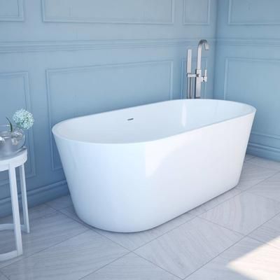 Randolph Morris Mia 63 Inch Freestanding Acrylic Soaking Tub - No Faucet Drillings RMBP03-63-PN
